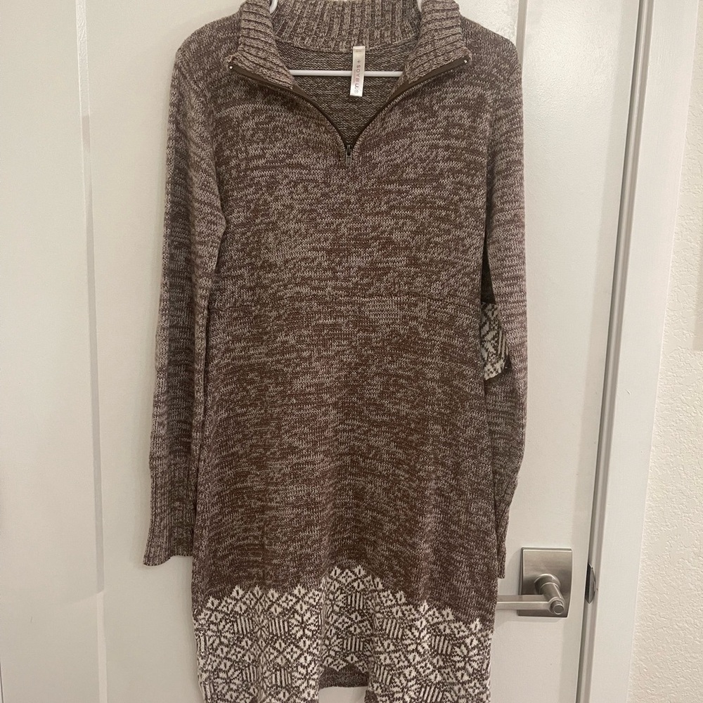 Soybu Fall Brown Knit Sweater Dress Preppy Classic‎ Holidays Classic